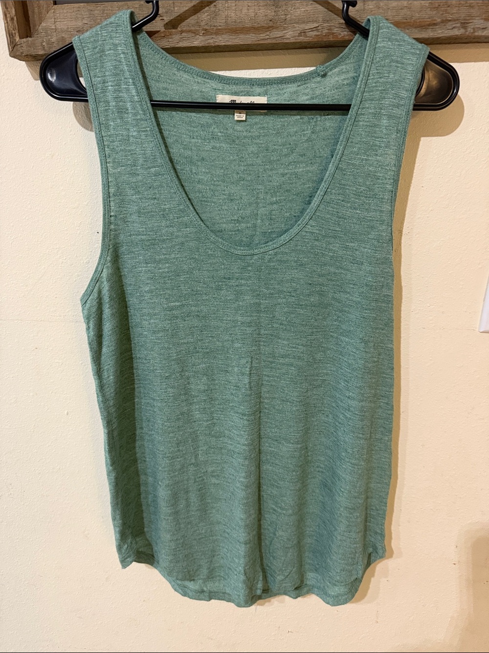 Madewell Anthem Scoop Tank Top in Heathered Seaspray Green 100% Viscose
